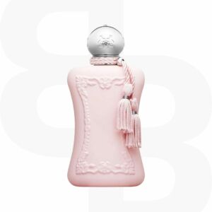 Parfums de Marly Delina Parfum fles in roze met roze kwastjes aan de aluminium dop