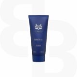 Blauwe tube met witte achtergrond van Parfums de marly Percival Shower gel